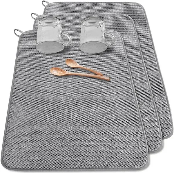 Xuyyicao 3 Pcs XXL Microfiber Dish Drying Mats,24×17 inch Absorbent Drainer Mat,Large Size Dish Draining Pad for Coffee,Rack,Under Sink,Countertops