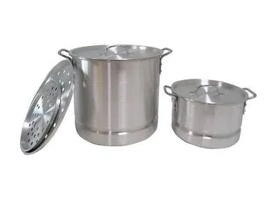 IMUSA Aluminum Steamer Steaming Set (28Qt+10Qt) W/ Tray Double Sided Handles