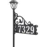 Address America USA Handcrafted, Double-Sided Reflective Boardwalk Address Sign with Solar Light - 47 inch Pole, Size: 47 Pole, Black