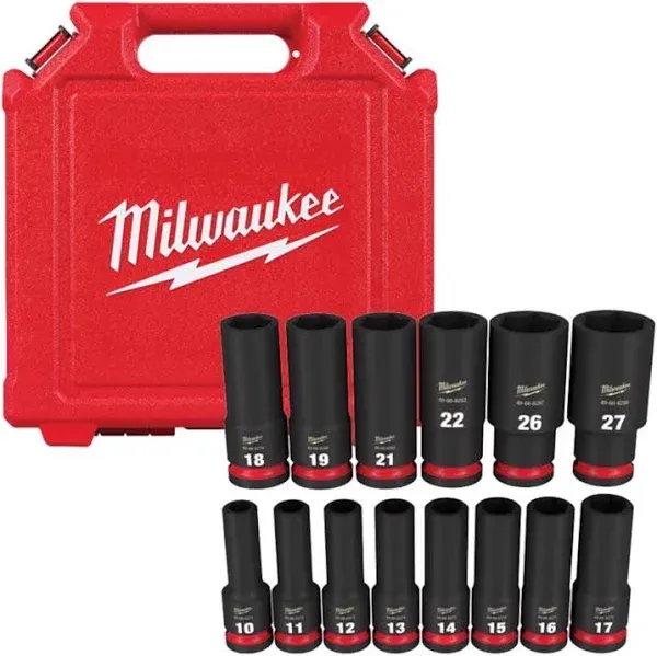 Milwaukee Shockwave Impact Duty 3/8" Drive Metric Deep 6 Point Socket Set