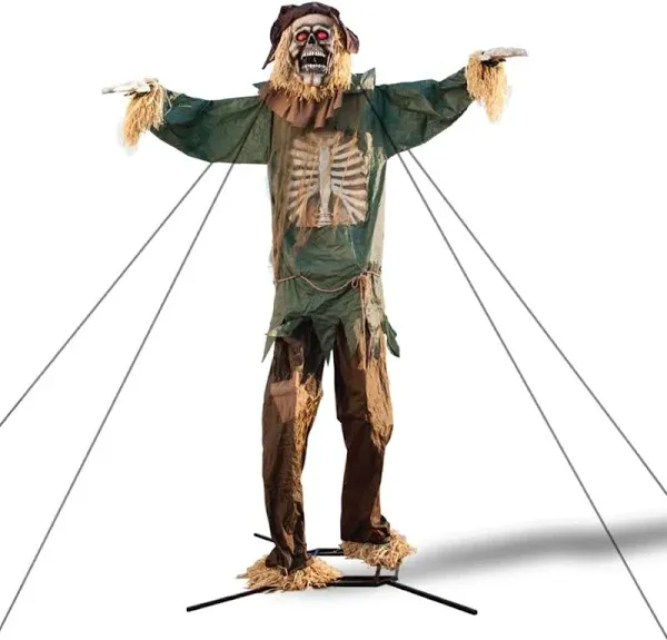 Haunted Hill Farm 15-ft. Animatronic Scary Talking Scarecrow with Touch Activated Lights and Sound, Battery-Operated Outdoor Halloween Decoration