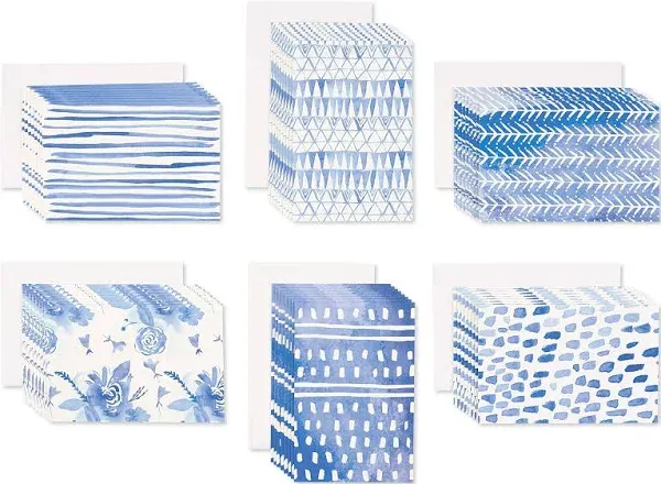 Blank Cards, Blue Designs (48-Count)