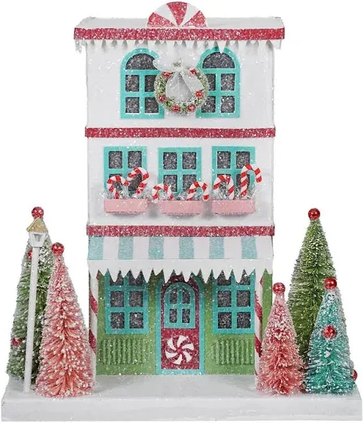 Bethany Lowe Peppermint Accented Bakery Shoppe Christmas Village Putz House