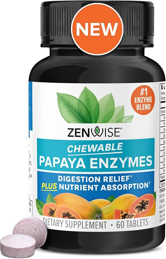 Zenwise Health Papaya Digestive Enzymes with Bromelain for Digestive Health