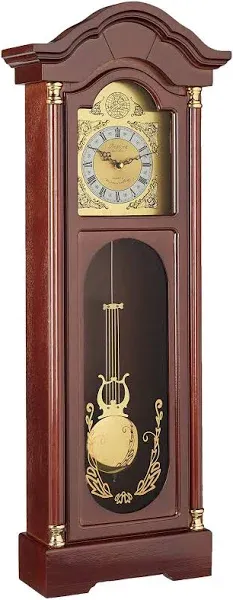 Bedford Clock Collection 33" Antique Cherry Oak Finish Chiming Wall Clock