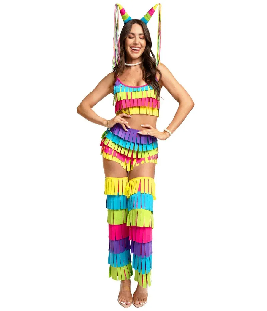 Tipsy Elves Halloween Costumes for Women - Bright Multicolored Pinata Jumpsuit Funny Halloween Costume Adult Onesies