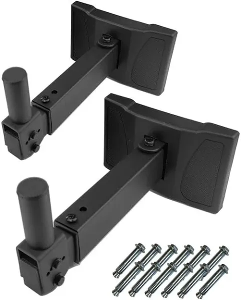 HW-339 Speaker Wall Mount, Wall Mount Speakers Brackets Support up to 100lbs Swivel & Tilt, PA Speaker Wall Mount for Large Speakers, Mounting Screws Hidden(2 Packs, Black)