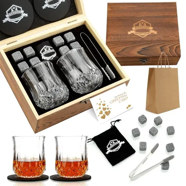 EXREIZST Whiskey Stones and Whiskey Glass Gift Box Set