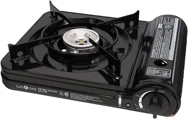 GAS ONE NEW 10,000 BTU CSA List Portable Butane Gas Stove with Carrying Case CSA Listed , Black, 10.9" H x 3.6" W x 12.8" L