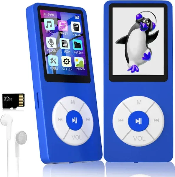 MP3 Player with 32GB TF Card, Built-In HD Speaker, Portable HiFi Music Player, Video