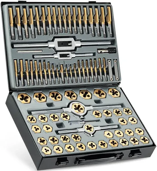 VCT 86pc Tap and Die Combination Set Tungsten Bearing Steel Titanium Coated S...