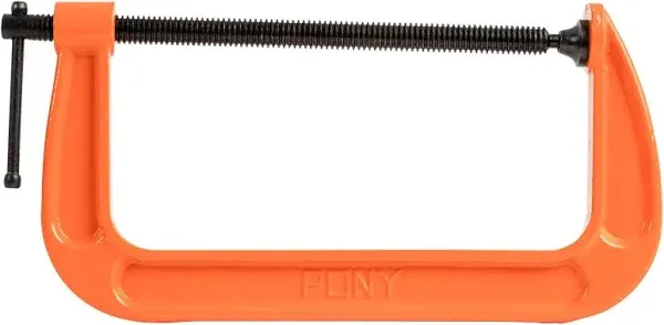 Pony 2680 Classic C-Clamp, 1000 Pound Clamping, 8 Inch Max Opening Size, 4 Inch Depth Throat, Ductile Iron Body, Orange Body