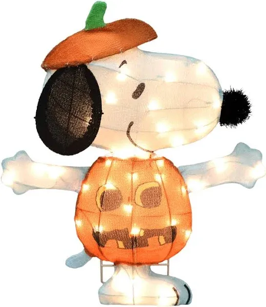 ProductWorks 24-Inch Pre-Lit Peanuts Snoopy Jack-O-Lantern Halloween Yard Decoration, 35 Lights