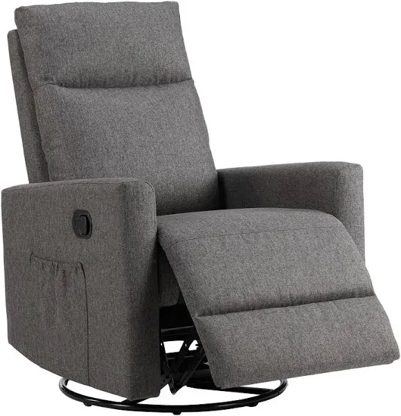 NEWBULIG Rocker Recliner Chair for Adults, Swivel Glider Sofa for Living Room, Adjustable Modern Single Couch with High Back Footrest, Grey