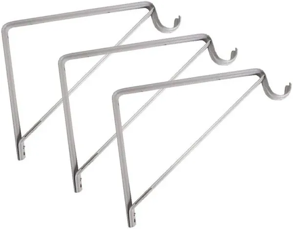 Design House, 182725 Steel Shelf Rod Bracket for Closet Storage Shelf with Hook, Pack of 3, White