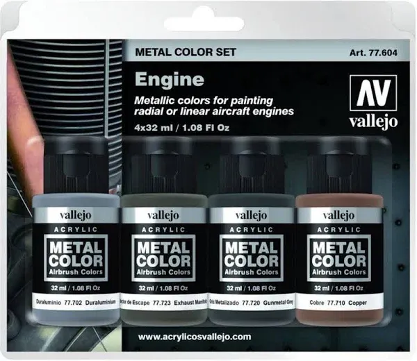 Acrylicos Vallejo Metal Color Engine Paint Set