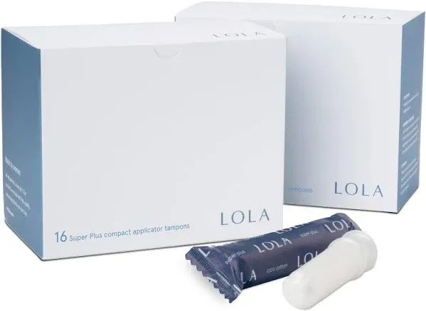 LOLA Organic Cotton Tampons, 32 Count - Super Plus Non-Toxic Tampons, Period ...