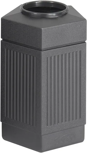 Safco Canmeleon Recessed Panel Ash Urn, Top Opening, 38 Gallons, Black