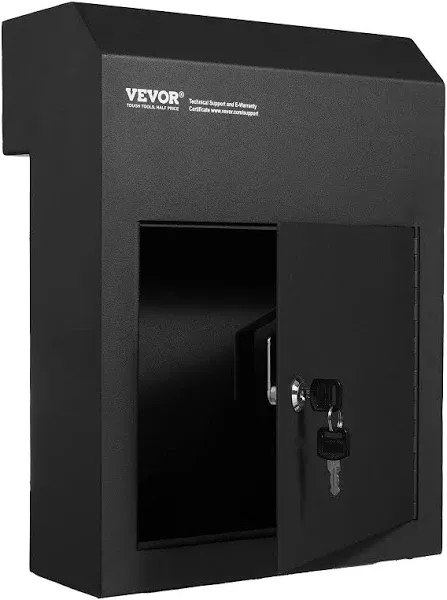 VEVOR Through The Door Key Drop Box, Heavy Duty Steel Through the Door Mailbox with 1.8" 12" Key Lock, 12x6x16" Mail Drop Box, Black  | VEVOR US