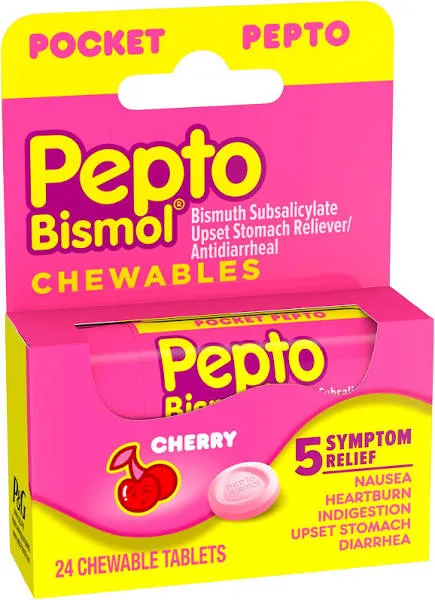 Pepto Bismol Chewable Tablets, Original Flavor (12ct) Nausea, Heartburn, Indiges