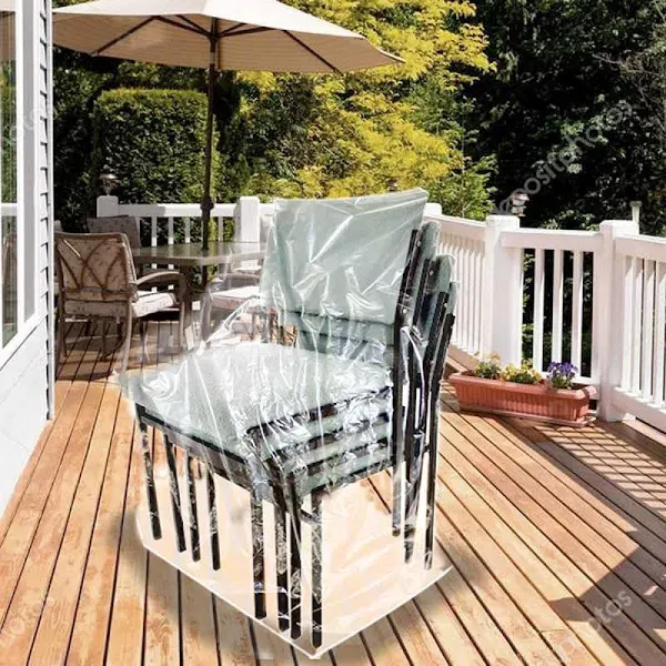 Crystal Clear Heavy Duty Waterproof Plastic Outdoor Furniture Cover Hi Back