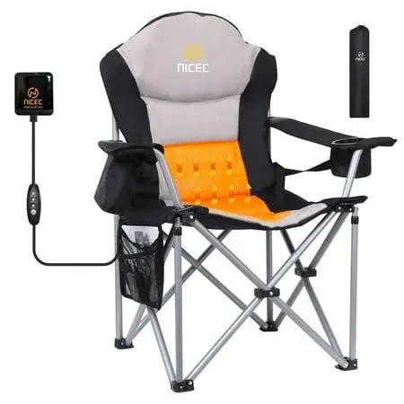 Outdoor Heated Chair, Heated Camping Chair, Folding Chair, Beach Chair, Wide&amp;Thi