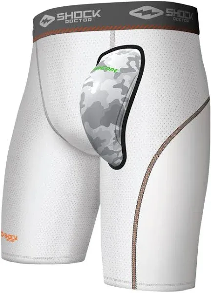 Shock Doctor Compression Short Cup Youth with AirCore - White S