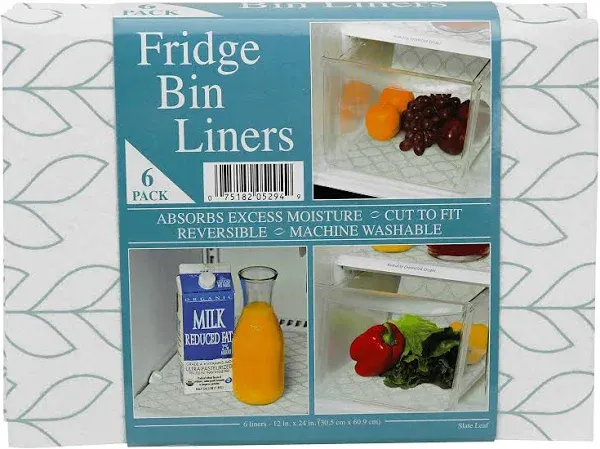 Refrigerator Liners, Shelf Liner, Absorbent Fridge Liners, 12 Inch x 24 Inch, Slate Leaf Print, 6 Pack