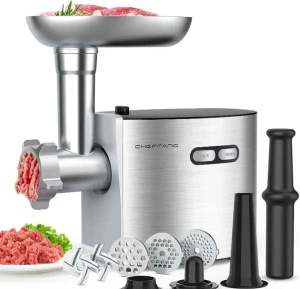 CHEFFANO Meat Grinder 2600W Max Stainless Steel Meat Grinder Electric ETL Approved Heavy Duty Meat Mincer Machine with 2 Blades