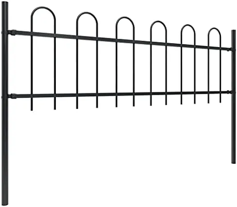 vidaXL Garden Fence with Hoop Top Steel