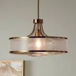 Possini Euro Design Antique Brass Pendant Light 19" Wide Modern Silver Organza Clear Glass Fixture for Kitchen Island Dining Room