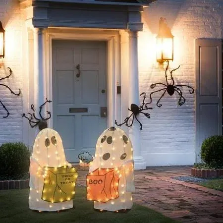 ProductWorks 32 Inch Peanuts Set of Two Ghosts Halloween Holiday Outdoor LED Yard Decor