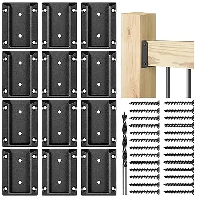 12pcs ADC-12 Aluminum Deck Railing Bracket, Deck Railing Connectors for 2"x4" (Actually 1.5"x3.5") Wooden Deck Railing Post to Handrail Connection (Black)