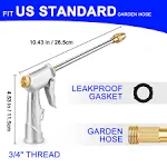 High Pressure Garden Hose Nozzle Sprayer,100% Heavy Duty Metal US 3/4 Garden Hose Standard for Watering Plants and Lawn, Car Washing, Pet