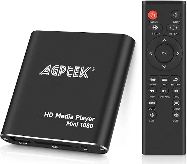 HDMI Media Player, Black Mini 1080p Full-HD Ultra HDMI Digital Media Player for -MKV/RM- HDD USB Drives and SD Cards