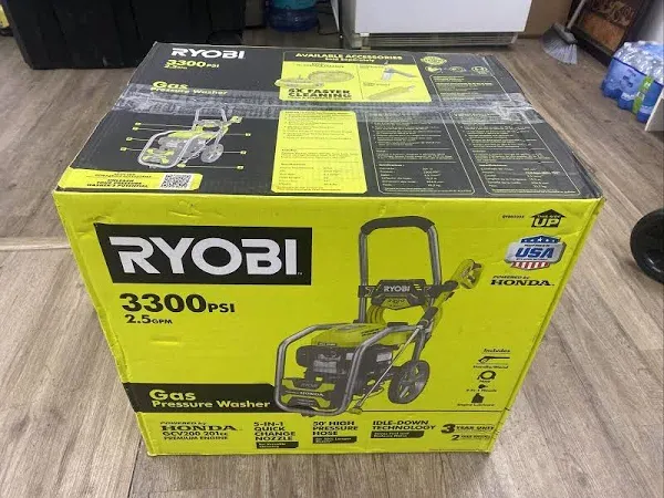 RYOBI Cold Water Gas Pressure Washer 3300-PSI 2.5 GPM w/ Honda GCV200 Engine