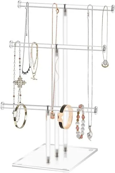 Hanging Jewelry Organizer，Tier<wbr/>ed Tabletop Countertop Free Standing Necklace 