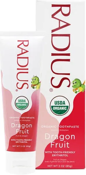 Radius USDA Organic Kids Toothpaste 3oz Non Toxic Chemical-Free Gluten-Free Designed to Improve Gum Health for Children's 6 Months and Up - Dragon