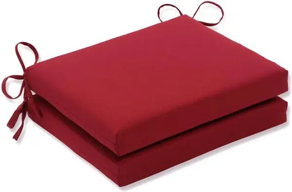 Pillow Perfect - Outdoor/Indoor Pompeii Red Squared Corners Seat Cushion 20x20x3 (Set of 2)