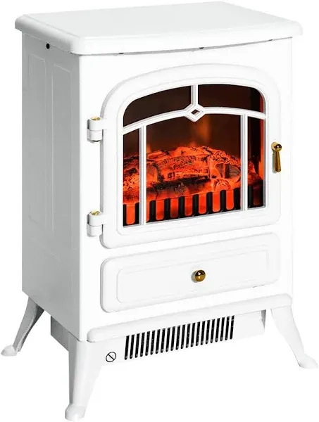 HOMCOM 22" Electric Fireplace Heater, Freestanding Fire Place Stove with Realistic LED Flames and Logs, and Overheating Protection, 750W/1500W, Black