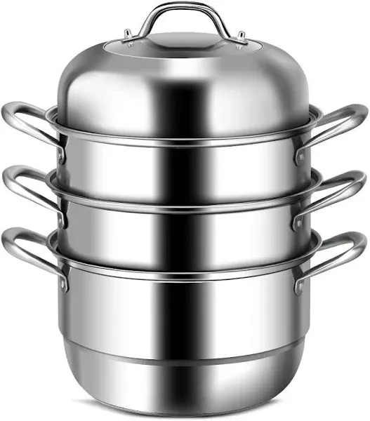 3 Tier 11 Inch Stainless Steel Steamer Set Cookware Pot Saucepot Double Boiler