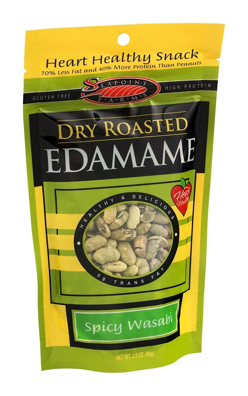 Seapoint Farms Wasabi Dry Roasted Edamame, Healthy Gluten-Free Snacks, 12-Pack,