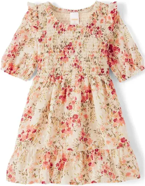 Gymboree Girls Floral Smocked Ruffle Dress