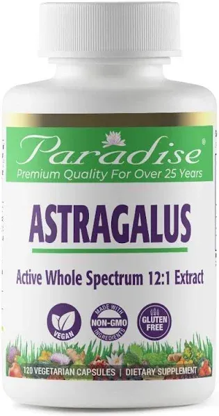 Paradise Herbs - Astragalus - 120 Vegetarian Capsules