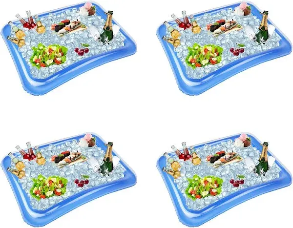 4-Pack Inflatable Ice Serving Bar Coolers for Parties, Salad BBQ Picnic Ice F...