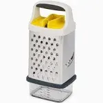 Joseph Joseph Multi-Grip Box Grater with Precision food grip, Stainless Steel blades for grating and slicing, non-slip base, Dishwasher safe