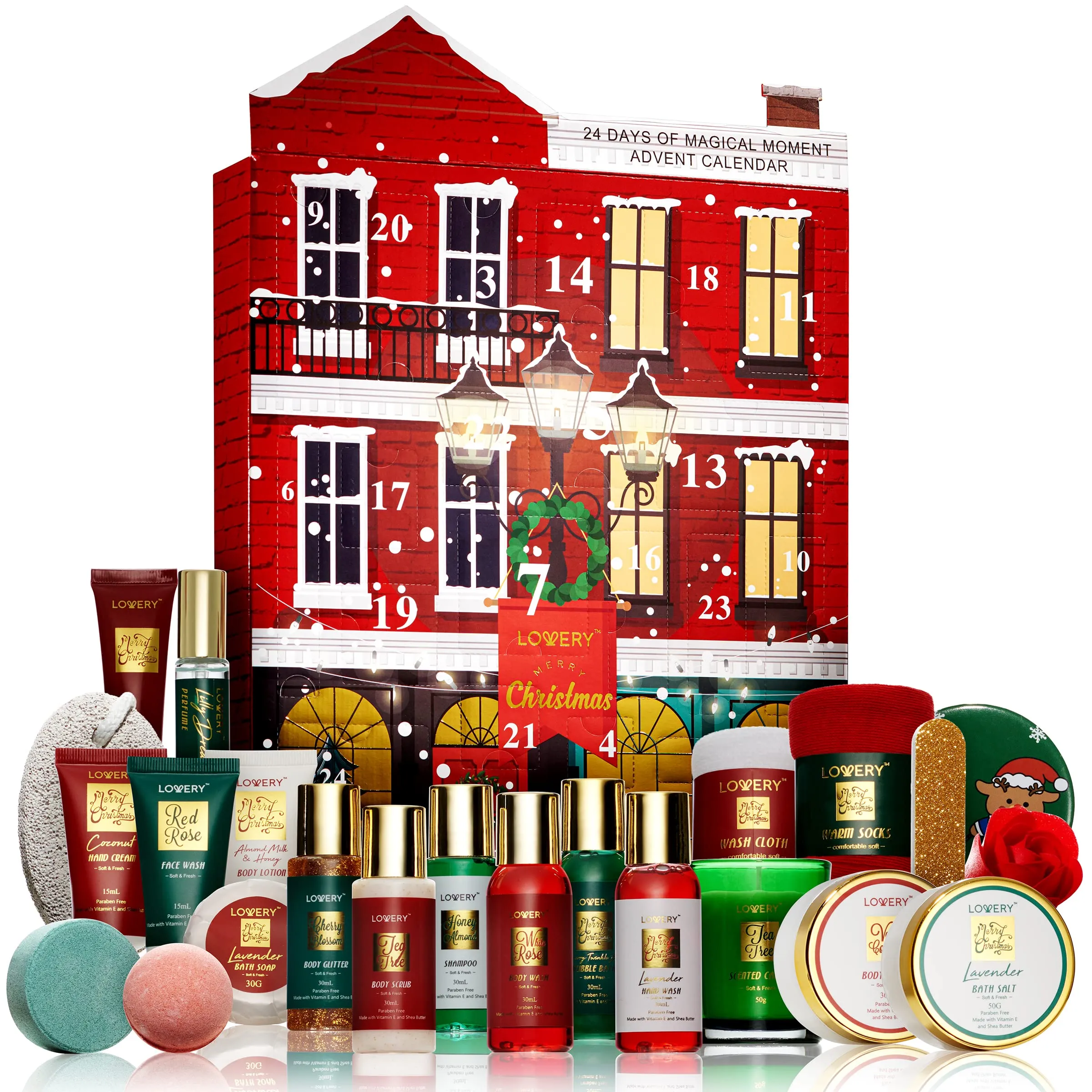 2024 Limited Edition Advent Calendar, Christmas Advent Calendar for Adults, Christmas Gifts forWomen & Men, Stocking Suffers Ideas, Beauty & Spa Advent Set, Countdown Calendar-24pc Bath &Body Care