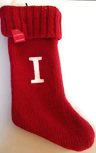 Wondershop Thick Red Stocking Monogram Letter J Measures Holiday Mantel Decoration