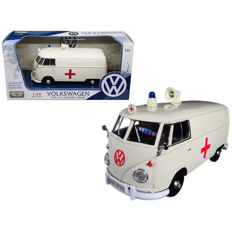 Volkswagen Type 2 (T1) Ambulance Cream 1/24 Diecast Model by Motormax