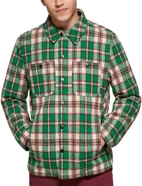 BASS Outdoor Mission Field Sherpa Lined Jacket Shirt 2XL Green Plaid New$89